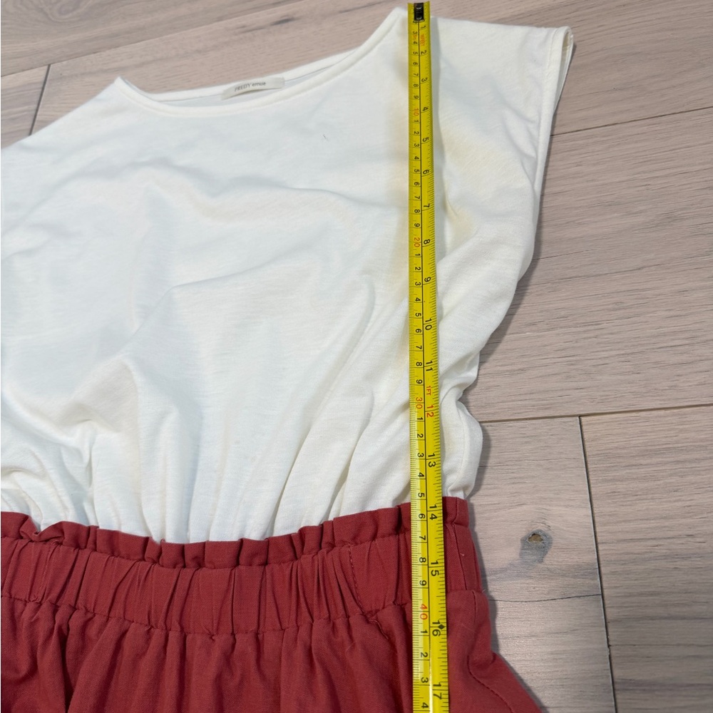 Japanese Brand Ruffle Waist White and Pink Non-Sleeve Casual Dress - Picture 6 of 9